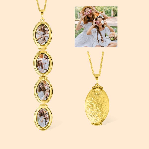Collier avec Photo Personnalisée Pendentif en Laiton Cadeau de Fête des Mères pour Femme