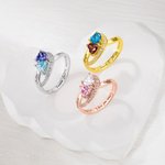 Anillo personalizado de plata de ley con 2 nombres grabados y texto Promesa de boda Aniversario de regalo para la pareja