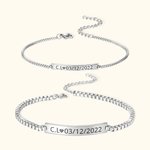 Bracelet en Acier Inoxydable Bijoux de Couple Personnalisés avec Texte Gravé Cadeau Anniversaire Saint-Valentin pour Amis Amoureux Couple