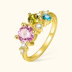 Anillo personalizado de latón y plata de ley con piedra de nacimiento para mujeres Día de la madre