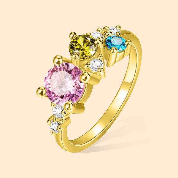 Anello personalizzato in ottone e argento con pietra di nascita per le donne Festa della mamma