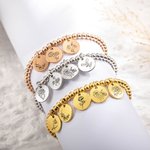 Personalized New Birth Flower Charm Bracelet Multi-Discs Mother's Day Valentine's Day Birthday Anniversary Gift for Mother Wife Girlfriend Bridesmaid