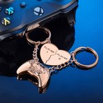 Personalized Heart Shape Player 1 Player 2 Couple Matching Playstation Game Controller Keychain Set of 2