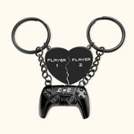 Personalized Heart Shape Player 1 Player 2 Couple Matching Playstation Game Controller Keychain Set of 2