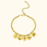 Personalized New Birth Flower Charm Bracelet Multi-Discs Mother's Day Valentine's Day Birthday Anniversary Gift for Mother Wife Girlfriend Bridesmaid