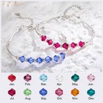Personalized Sterling Silver Birthstone Bracelet Embellished with Crystals for Women Mother's Day Gift
