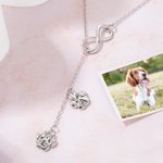 Collier de Lariat personnalisé avec l'initiale de Paw Print et le signe de l'infini pour la perte d'un animal de compagnie Cadeau de bijoux commémorat