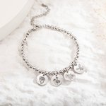 Personalized New Birth Flower Charm Bracelet Multi-Discs Mother's Day Valentine's Day Birthday Anniversary Gift for Mother Wife Girlfriend Bridesmaid