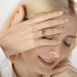 Anillo personalizado de latón y plata de ley con piedra de nacimiento para mujeres Día de la madre