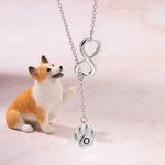 Collier de Lariat personnalisé avec l'initiale de Paw Print et le signe de l'infini pour la perte d'un animal de compagnie Cadeau de bijoux commémorat