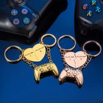 Personalized Heart Shape Player 1 Player 2 Couple Matching Playstation Game Controller Keychain Set of 2