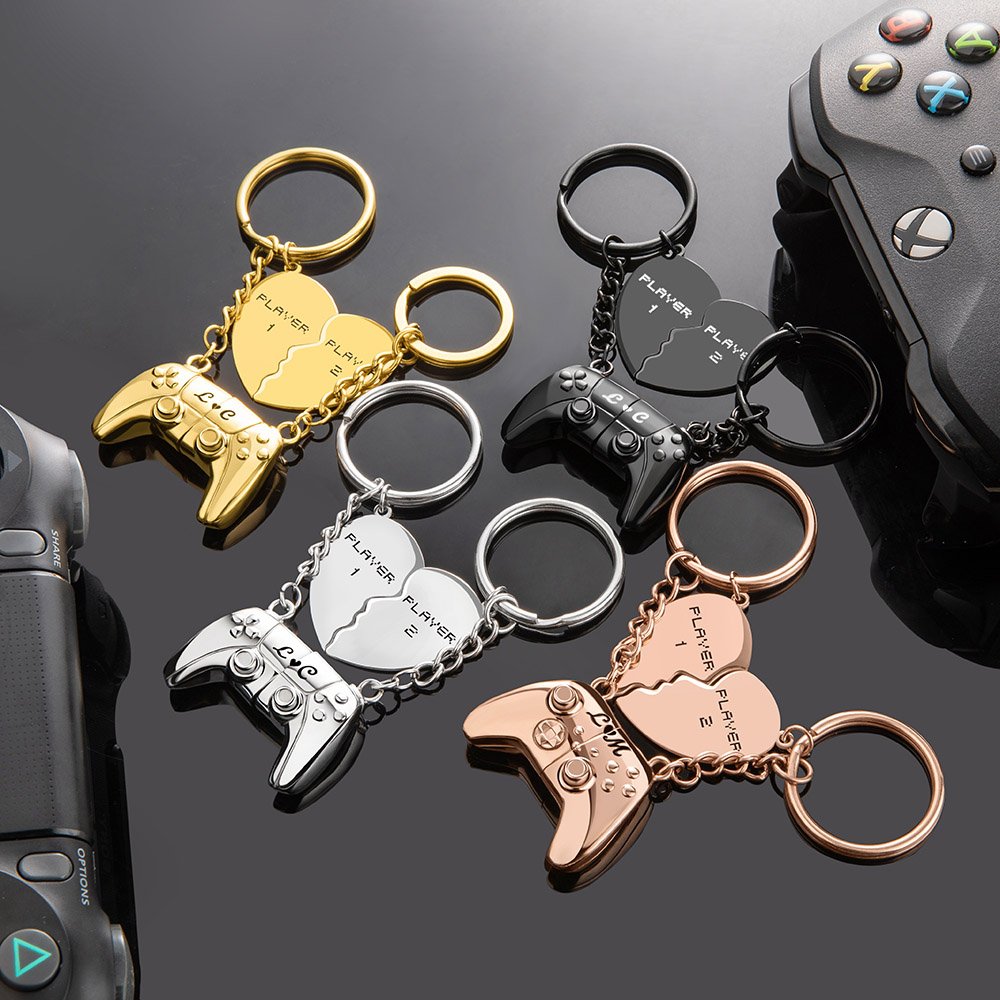 Porte-clés Couple Manette De Jeu - Cadeau Saint-Valentin Amusant Pour Petit Ami, Gamers, Anniversaire