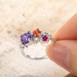 Anillo personalizado de latón y plata de ley con piedra de nacimiento para mujeres Día de la madre