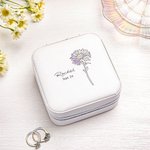 Boîte à Bijoux en Cuir PU Personnalisée avec Fleur de Naissance et Nom Cadeau pour Femme