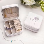 Boîte à Bijoux en Cuir PU Personnalisée avec Fleur de Naissance et Nom Cadeau pour Femme