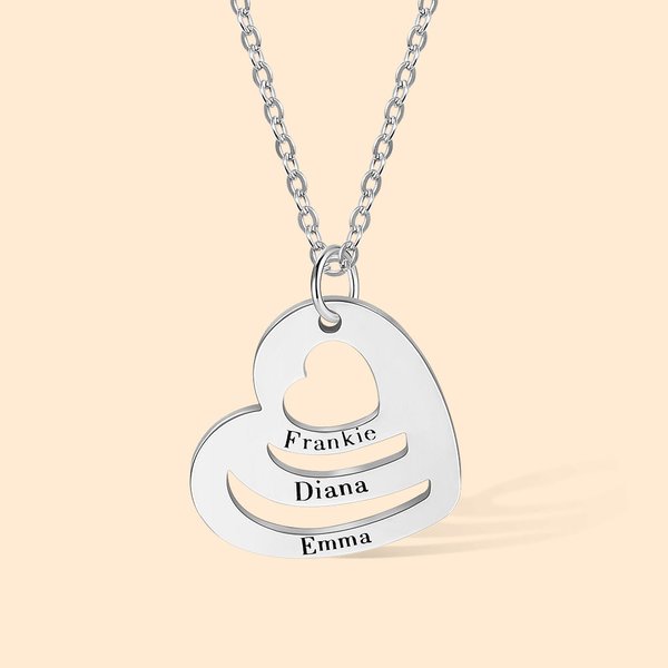 Personalized Multiple Names Heart Necklace for Mother's Day Jewelry