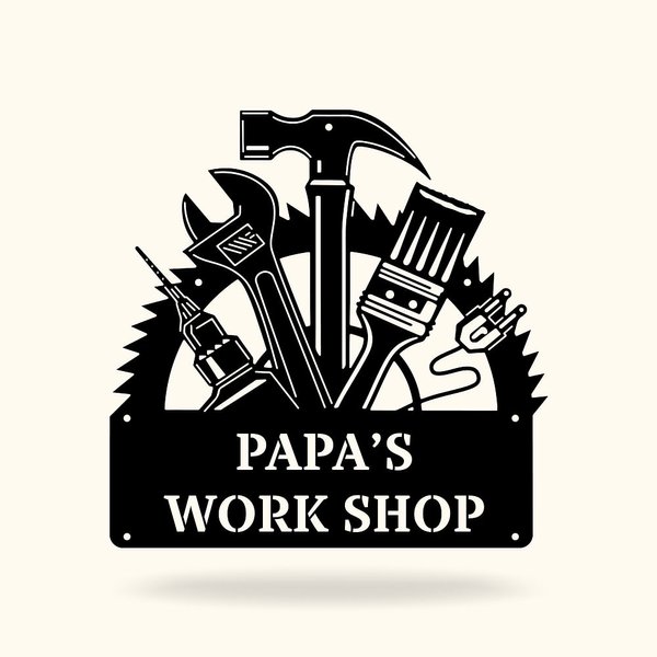Personalisierte Papas Väter Werkstatt Metallschild für Heimdekoration