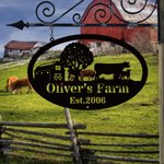 Personalized Barn Cow Calf Chicken Tractor Metal Sign for Farmer