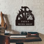 Gepersonaliseerd vaders workshop metalen bord voor thuisdecoratie