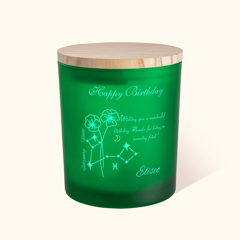 Pot de Bougeoir Personnalisé avec Fleur de Naissance et Signe Astrologique Cadeau pour Amis