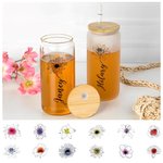Personalized Wild Flower Birth Flower and Name Can Glass Tumbler 20oz Gift for Bridesmaid