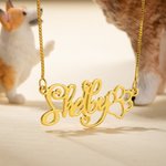 Personalized Dog Paw Name Necklace for Pet Lover Family Pet Loss Memorial Jewelry
