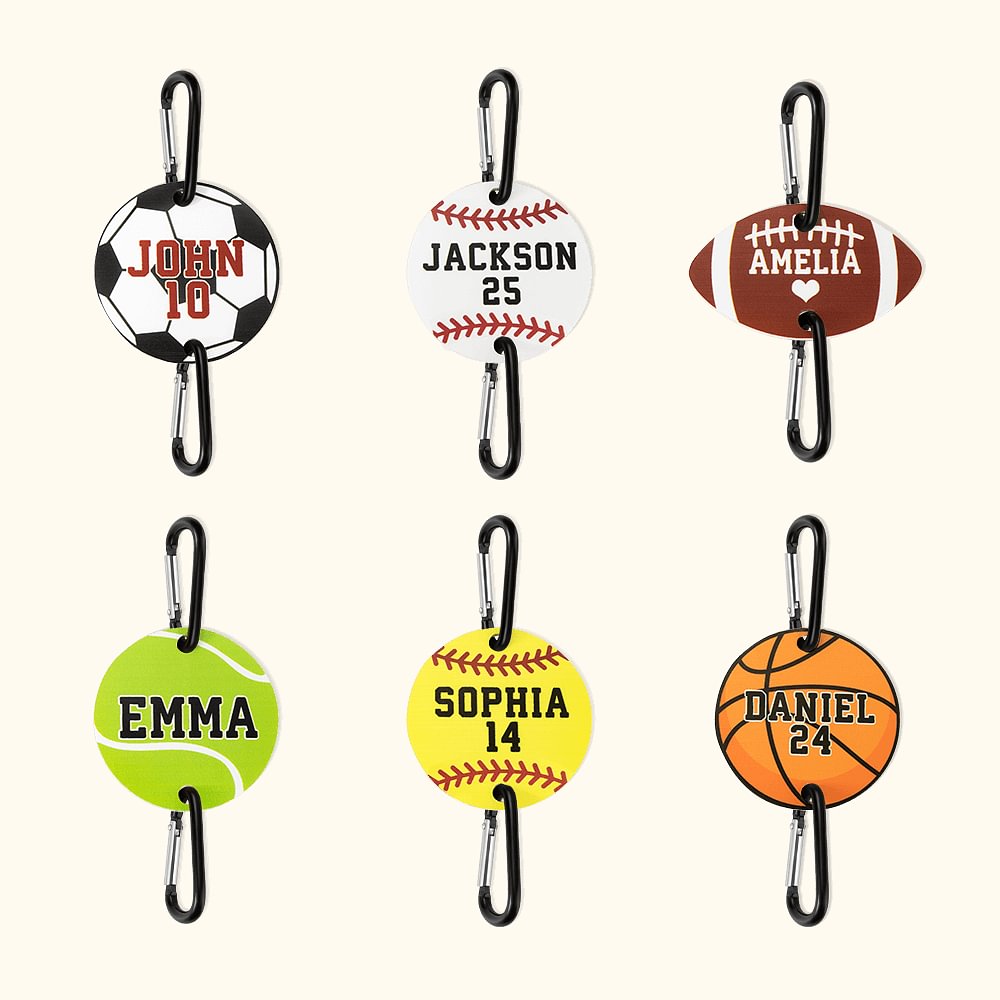 Personalised Baseball Softball Basketball Football Bag Tag Hook with