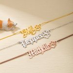 Personalized Dog Paw Name Necklace for Pet Lover Family Pet Loss Memorial Jewelry