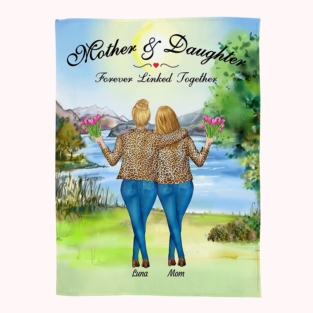 Couverture personnalisée mère et fille pour toujours liées ensemble cadeau de fête des mères pour elle