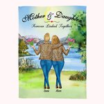 Gepersonaliseerde moeder en dochter voor altijd verbonden deken Thanksgiving Day Moederdag cadeau voor haar