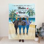 Personalized You Are the World You are A Mother Coconut Palm Beach Blanket Super Soft Mother's Day Woman's Day Birthday Gift