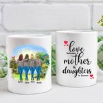 Personalisierte Liebe zwischen einer Mutter und Töchtern, weiße Keramiktasse, Muttertag, Mutter, Geschenke von der Tochter