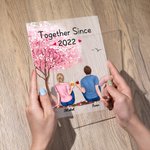 Personalised Couple Sitting Under Tree Flower Drink Together Acrylic Plaque Boyfriend Gifts Desk Ornament