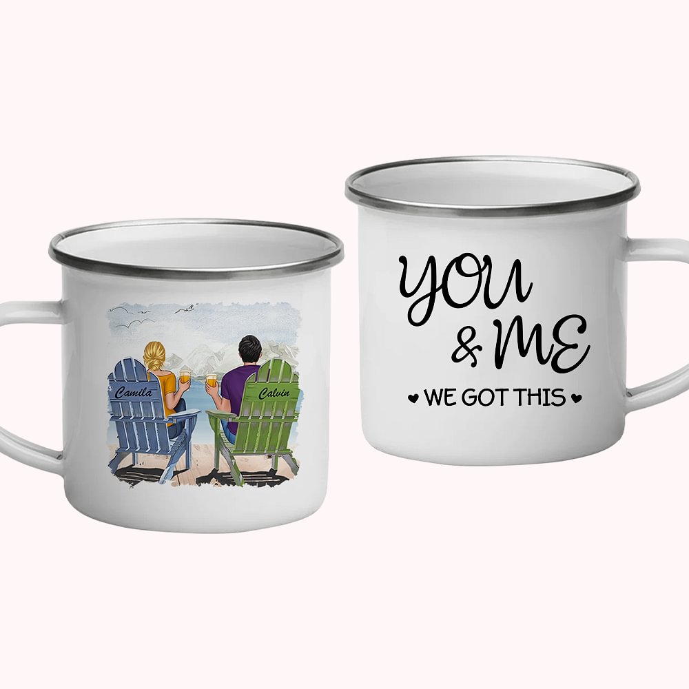 Tasse en émail personnalisée pour vous et moi Nous avons cette tasse en émail de vacances en bord de mer solide et durable Noël Saint Valentin