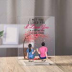 Personalized Couple Sitting Under Tree Flower I Met You I Love You Acrylic Plaque Christmas House Decorations