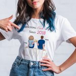 Personalised Together Since This Couple on Chairs Love Each Other T-shirt Birthday Sport