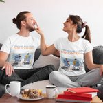 Gepersonaliseerd Memory Date Couple Strand Zomer Vakantie Reizen T-shirt Valentijnsdag Dagelijkse slijtage