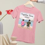 Personalized Young Couple Cheer Snow Mountain Fall in Love Many Years T-shirt Anniversary Basic Unisex T-Shirt