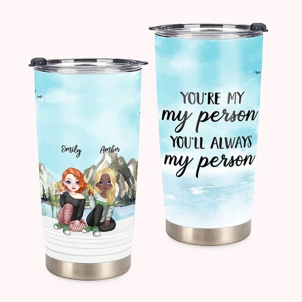Personalisierte Besties Sitting By The Lake Bird You're My Person 20oz Tumbler Best Friend Gift Freundschaftsgeschenk