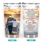 Personalised I Love You I Met You Sunset Old Couple 20oz Tumbler for Hot and Cold Drinks Anniversary Birthday Gift for Couples