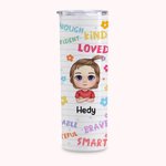 Personalized Reward Children Encourage Cute Flower Elements Straight Skinny Tumbler Back to School Gifts Reusable Water Bottle