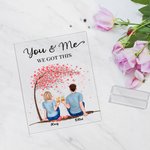 Coppia personalizzata che si siede sotto l'albero Fiore Tu e io Placca acrilica Regali per coppie Decorazione acrilica