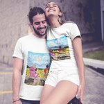 Gepersonaliseerd Zonnebloem Zomer Vakantie Paar Reizen T-shirt voor Verjaardag Verjaardagscadeau