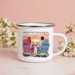 Henkilökohtainen Beach Sunset Seagull Pariskunta Sinä ja minä saimme tämän emali muki kahvalla Syntymäpäivä Ystävänpäivä Ystävänpäivä