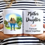 Personalized Mother and Daughters Forever linked Together Tree Travel White Ceramic Mug