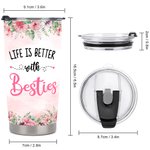 Gepersonaliseerde Besties Life is Better with Besties Cheers 20oz Tumbler Gift voor Beste Vriend voor Warme en Koude Dranken Vriendschap Gift