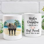 Personalisierte Mutter und Töchter von The Start Beach Coconut Tree Design weiße Keramiktasse Muttertagsgeschenk