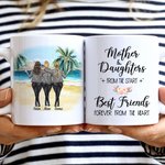 Personalisierte Mutter und Töchter von The Start Beach Coconut Tree Design weiße Keramiktasse Muttertagsgeschenk