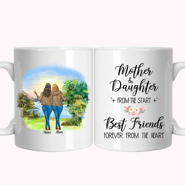 Personlig mor och dotter Bästa vänner för alltid från hjärtat Vit keramikmugg