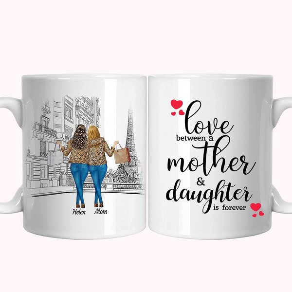 Personalisierte Liebe zwischen einer Mutter und Töchtern, weiße Keramiktasse